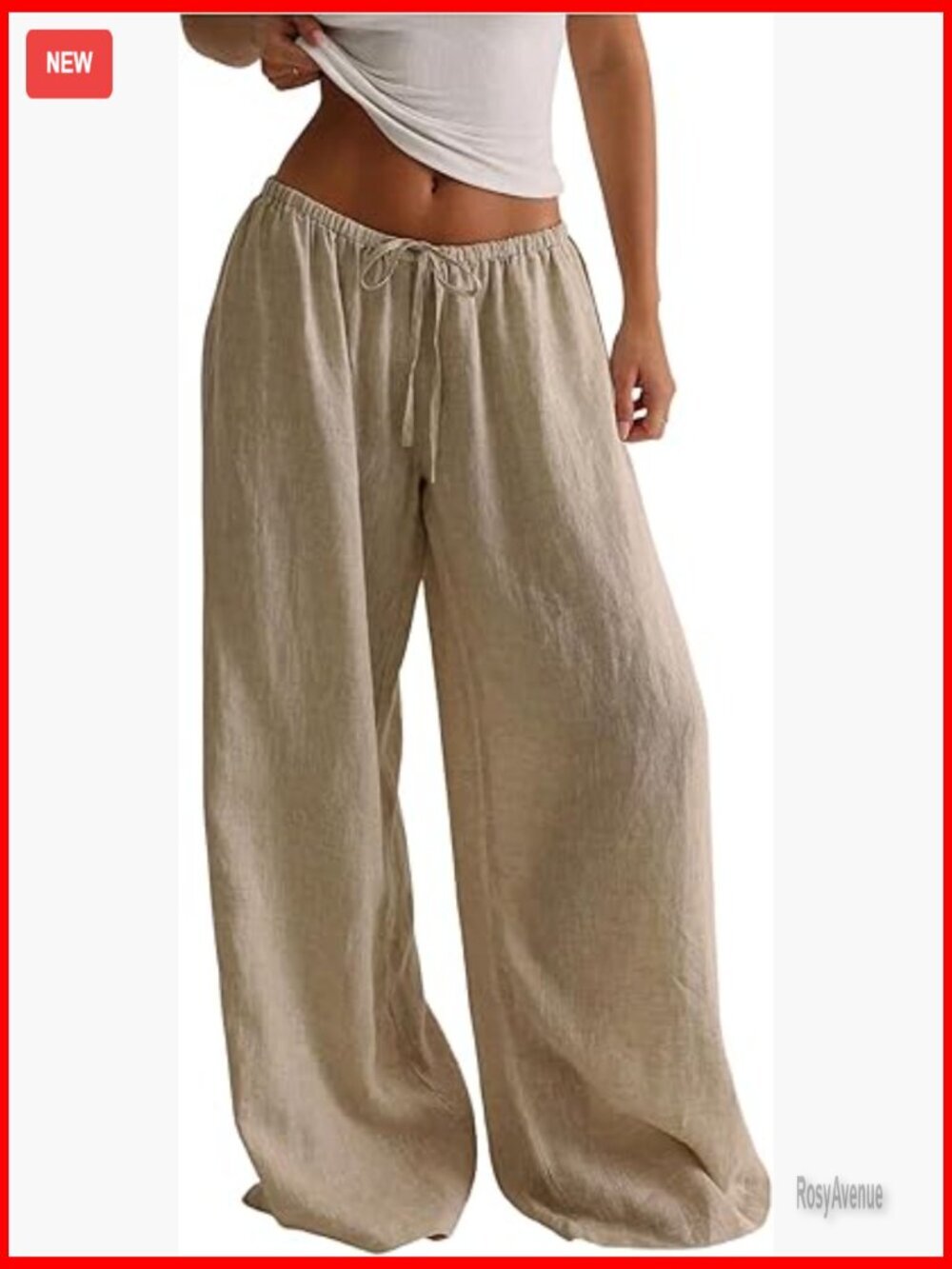 Linen Palazzo Pants Low Waist Casual Wide Leg Long Trousers